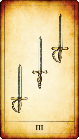 Tarot card Three of Swords